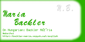 maria backler business card